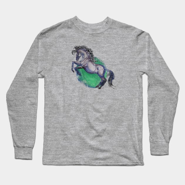 Dapper Dapple Gray Horse Long Sleeve T-Shirt by RavensLanding